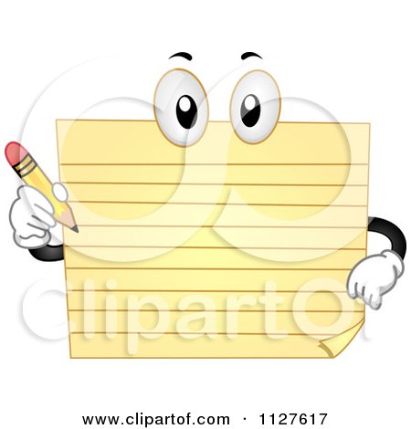 Cartoon Of A Yellow Pad Mascot Holding A Pencil - Royalty Free Vector Clipart by BNP Design Studio