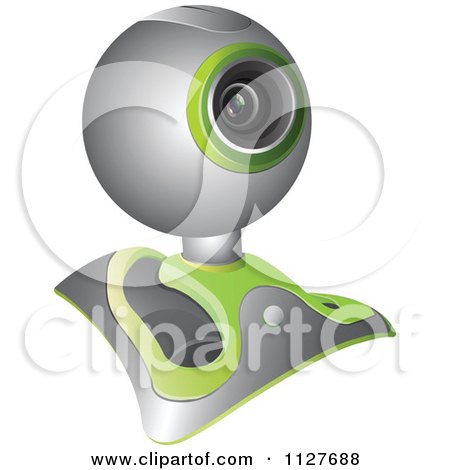 Clipart Of A Chrome And Green Computer Web Camera - Royalty Free Vector Illustration by YUHAIZAN YUNUS