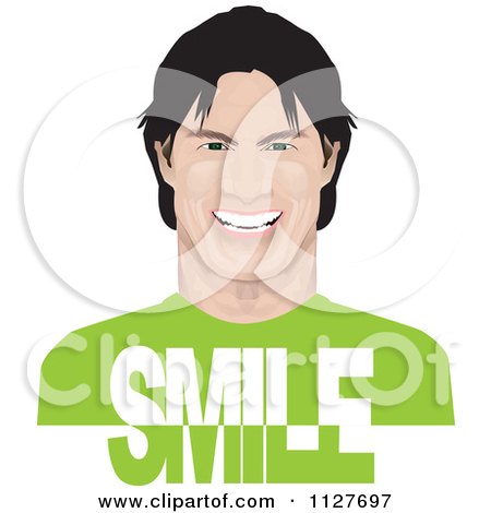 Clipart Of A Happy Man With Smile Text - Royalty Free Vector Illustration by YUHAIZAN YUNUS