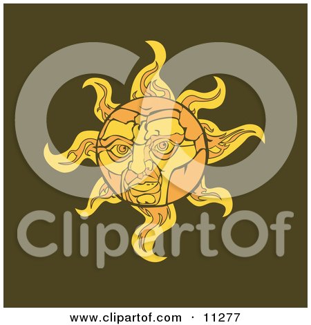 Face on the Sun Clipart Illustration by AtStockIllustration