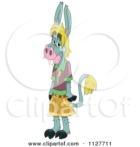 Cartoon Of A Donkey Boy Standing Upright In Clothes - Royalty Free Vector Clipart by Frisko