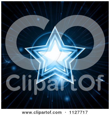 Clipart Of A Glowing Blue Christmas Star And Orbs - Royalty Free Vector Illustration by elaineitalia