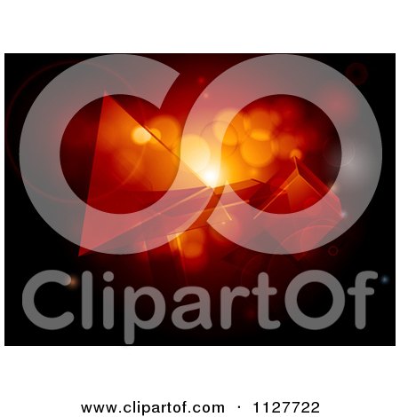 Clipart Of An Abstract Background Of Floating Shapes And Flares - Royalty Free Vector Illustration by elaineitalia
