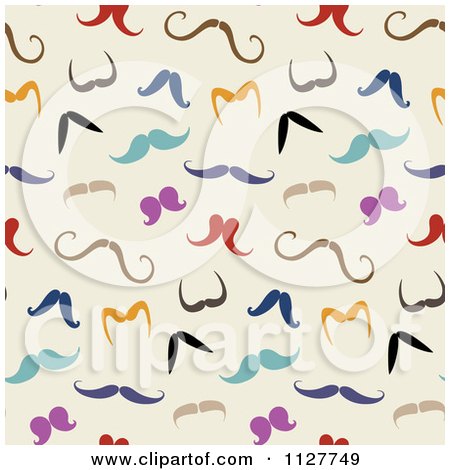 Cartoon Of A Seamless Background Pattern Of Mustaches On Beige - Royalty Free Vector Clipart by yayayoyo