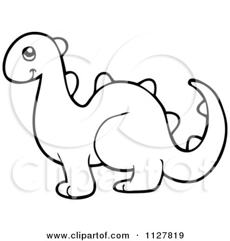 Cartoon Of An Outlined Toy Dinosaur - Royalty Free Vector Clipart by visekart