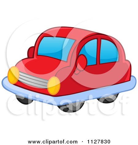 Cartoon Of A Red Toy Car - Royalty Free Vector Clipart by visekart