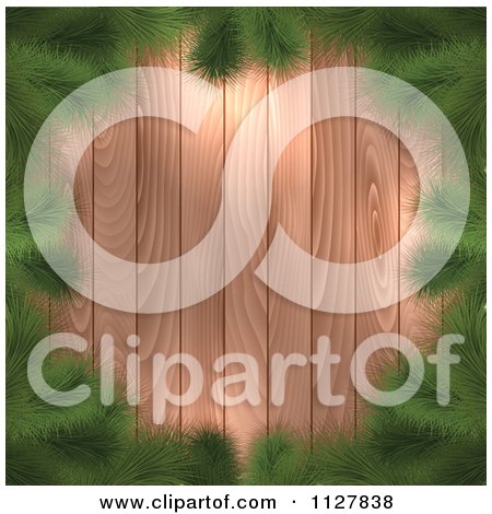Clipart Of Fir Christmas Tree Branches Framing Wood - Royalty Free Vector Illustration by KJ Pargeter