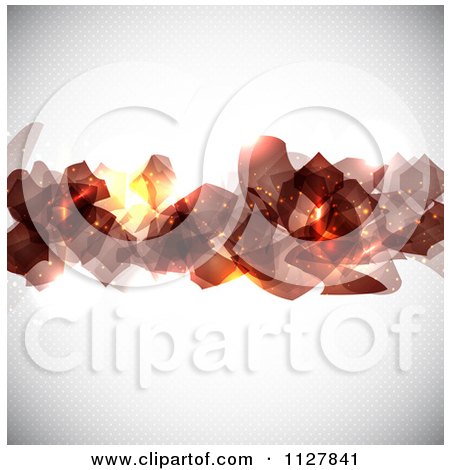 Clipart Of Abstract Glowing Shapes Over Dots On Gray - Royalty Free Vector Illustration by KJ Pargeter