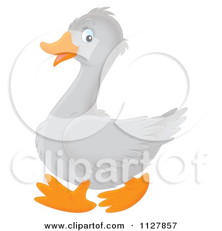 Cartoon Of A Cute Goose In Profile - Royalty Free Clipart by Alex Bannykh