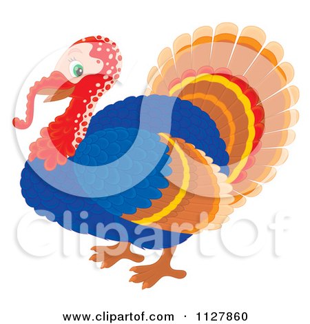 Cartoon Of A Cute Thanksgiving Turkey Bird - Royalty Free Clipart by Alex Bannykh