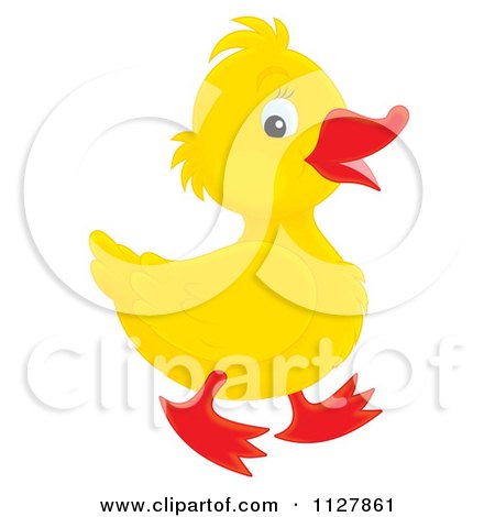 Cartoon Of A Cute Duckling In Profile - Royalty Free Clipart by Alex Bannykh