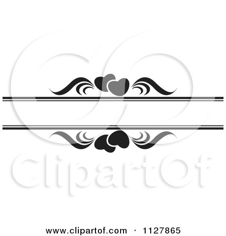 Clipart Of Black And White Hearts And Waves With Copyspace - Royalty Free Vector Illustration by Lal Perera