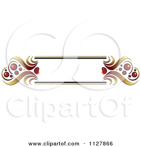 Clipart Of Red Hearts And Gold Waves With Copyspace - Royalty Free Vector Illustration by Lal Perera