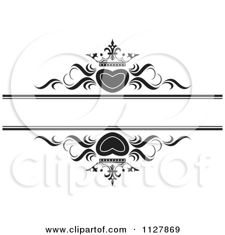 Clipart Of Black And White Crowned Hearts And Waves With Copyspace - Royalty Free Vector Illustration by Lal Perera