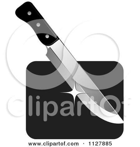 Clipart Of A Kitchen Knife And Board - Royalty Free Vector Illustration by Lal Perera