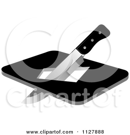 Clipart Of A Kitchen Knife And Board With A Hole - Royalty Free Vector Illustration by Lal Perera
