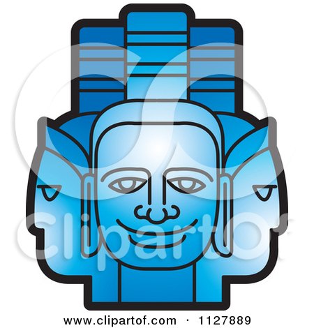 Clipart Of Blue Indian God Faces - Royalty Free Vector Illustration by Lal Perera
