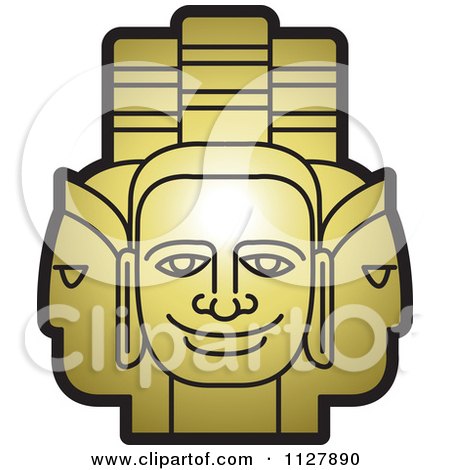 Clipart Of Golden Indian God Faces - Royalty Free Vector Illustration by Lal Perera