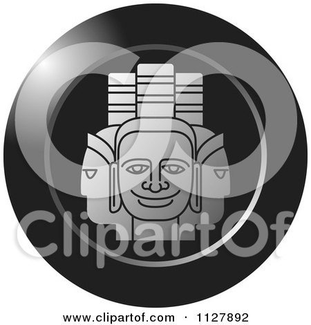 Clipart Of A Grayscale Indian God Faces Icon - Royalty Free Vector Illustration by Lal Perera