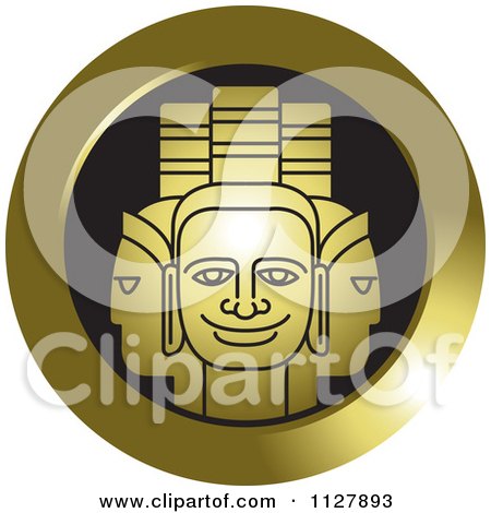 Clipart Of A Golden Indian God Faces Icon - Royalty Free Vector Illustration by Lal Perera