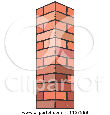 Clipart Of A Brick Pillar - Royalty Free Vector Illustration by Lal Perera