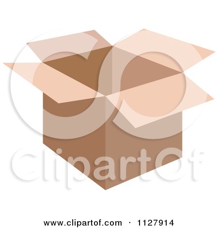 Clipart Of An Open Cardboard Box - Royalty Free Vector Illustration by Lal Perera