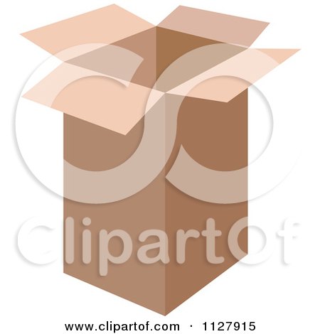 Clipart Of An Open Tall Cardboard Box - Royalty Free Vector Illustration by Lal Perera