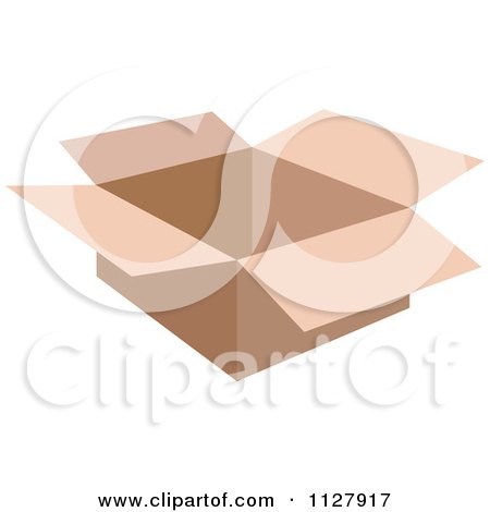Clipart Of An Open Small Cardboard Box - Royalty Free Vector Illustration by Lal Perera