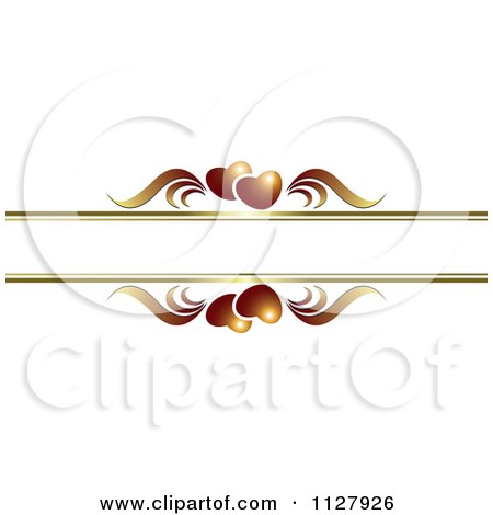 Clipart Of Golden Brown Hearts And Waves With Copyspace - Royalty Free Vector Illustration by Lal Perera