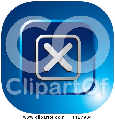 Clipart Of A Blue Close X Icon - Royalty Free Vector Illustration by Lal Perera