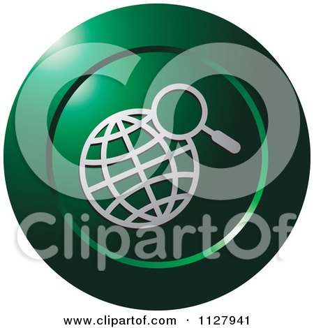 Clipart Of A Green Globe Search Icon - Royalty Free Vector Illustration by Lal Perera