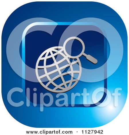 Clipart Of A Blue Globe Search Icon - Royalty Free Vector Illustration by Lal Perera