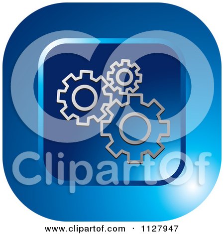 Clipart Of A Blue Gear Configure Settings Icon - Royalty Free Vector Illustration by Lal Perera