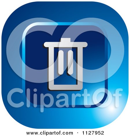 Clipart Of A Blue Trash Can Icon - Royalty Free Vector Illustration by Lal Perera