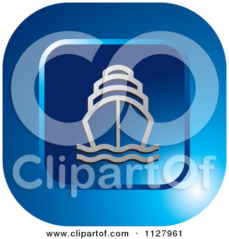 Clipart Of A Blue Ship Icon - Royalty Free Vector Illustration by Lal Perera