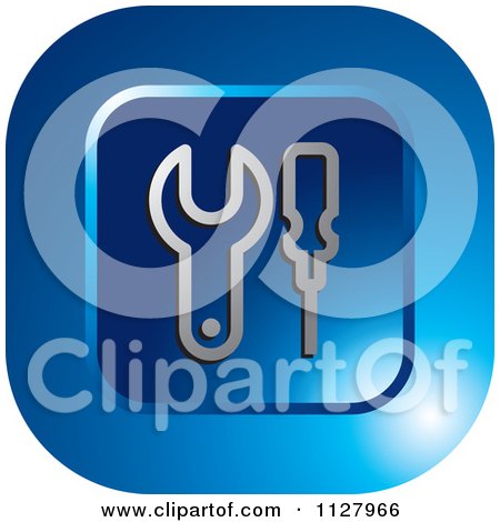 Clipart Of A Blue Settings Icon - Royalty Free Vector Illustration by Lal Perera