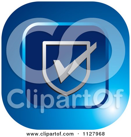 Clipart Of A Blue Validate Or Protection Icon - Royalty Free Vector Illustration by Lal Perera