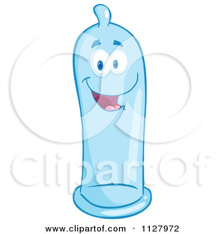 Cartoon Of A Blue Latex Condom Mascot - Royalty Free Vector Clipart by Hit Toon