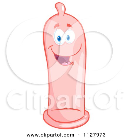Cartoon Of A Happy Pink Latex Condom Mascot - Royalty Free Vector Clipart by Hit Toon