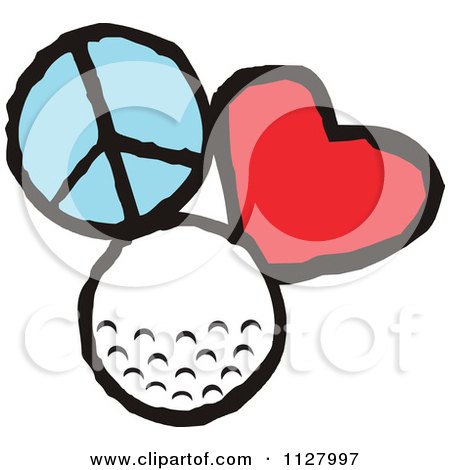 Cartoon Of Peace Love Golf Graphics - Royalty Free Vector Clipart by Johnny Sajem