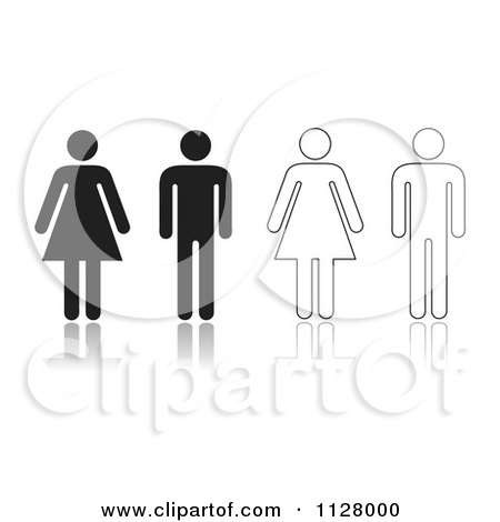 Clipart Of Black And White Solid And Outlined Restroom Symbols - Royalty Free Vector Illustration by michaeltravers