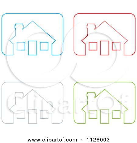 Clipart Of Colorful Outlined House Icons - Royalty Free Vector Illustration by michaeltravers