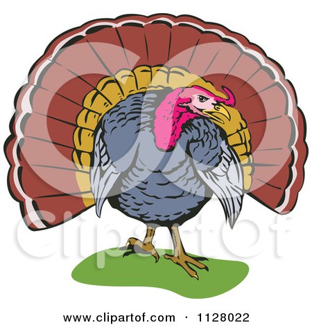 Clipart Of A Thanksgiving Turkey Bird 1 - Royalty Free Vector Illustration by patrimonio