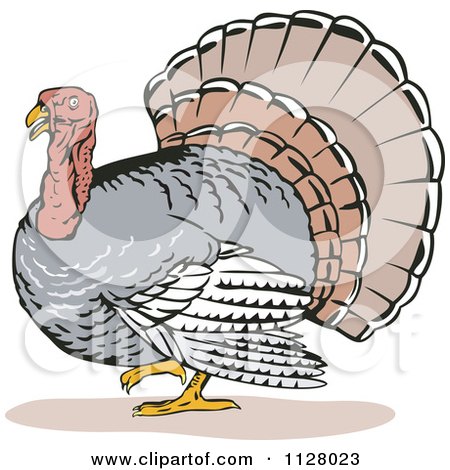 Clipart Of A Thanksgiving Turkey Bird 2 - Royalty Free Vector Illustration by patrimonio
