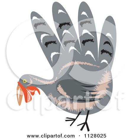 Clipart Of A Hand Thanksgiving Turkey Bird - Royalty Free Vector Illustration by patrimonio