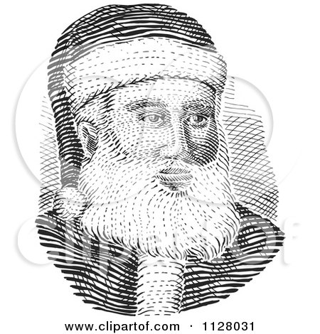 Clipart Of A Retro Black And White Engraved Santa Face - Royalty Free Vector Illustration by patrimonio