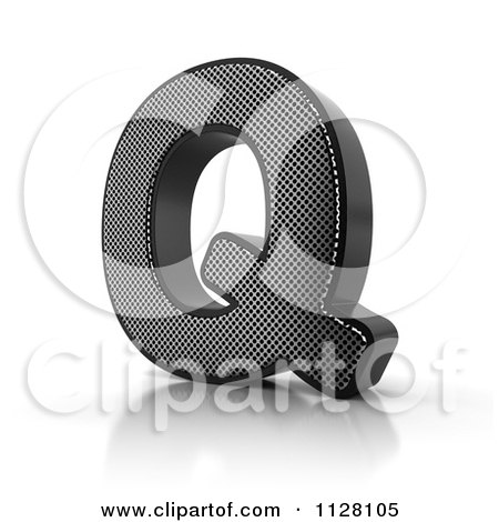 Clipart Of A 3d Perforated Metal Letter Q - Royalty Free CGI Illustration by stockillustrations