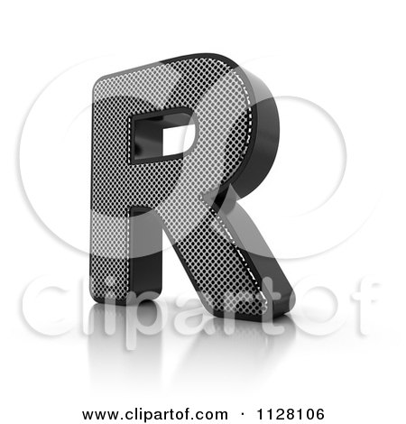 Clipart Of A 3d Perforated Metal Letter R - Royalty Free CGI Illustration by stockillustrations