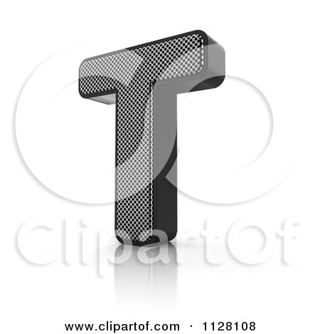 Clipart Of A 3d Perforated Metal Letter T - Royalty Free CGI Illustration by stockillustrations