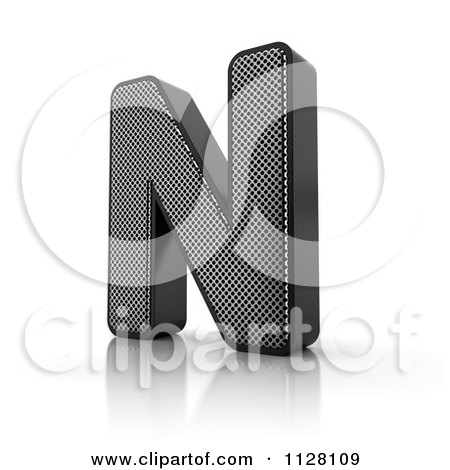 Clipart Of A 3d Perforated Metal Letter N - Royalty Free CGI Illustration by stockillustrations